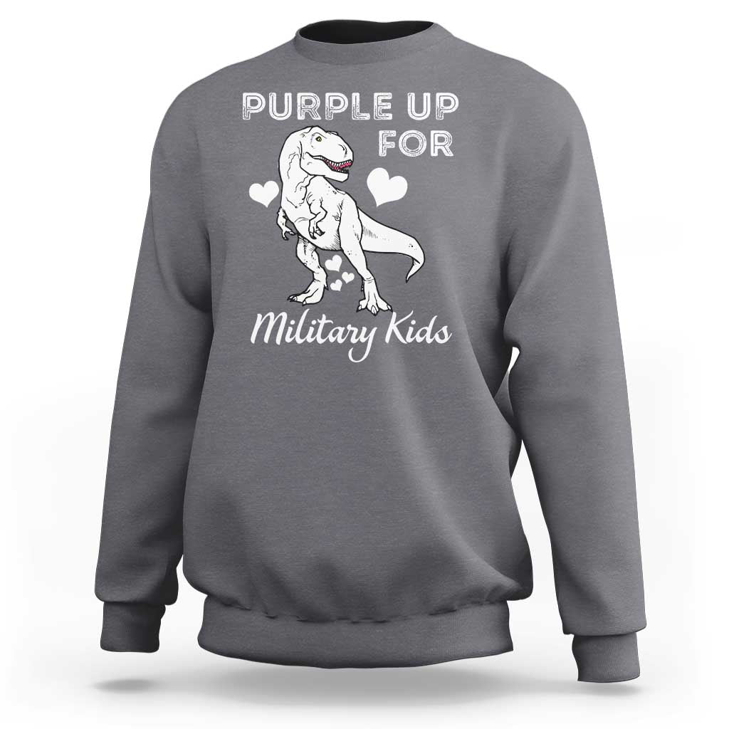 Purple Up For Military Kids Sweatshirt Military Child Month Dinosaur