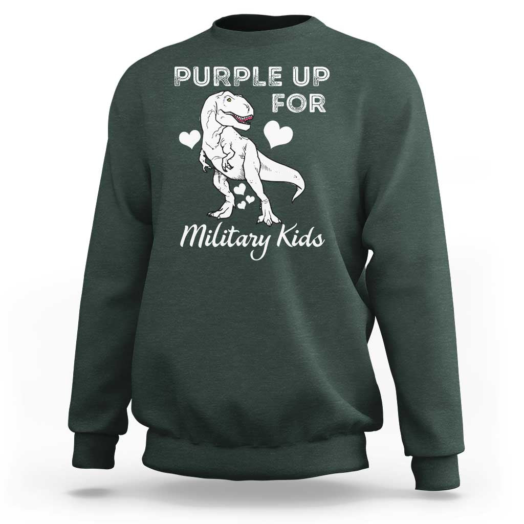 Purple Up For Military Kids Sweatshirt Military Child Month Dinosaur
