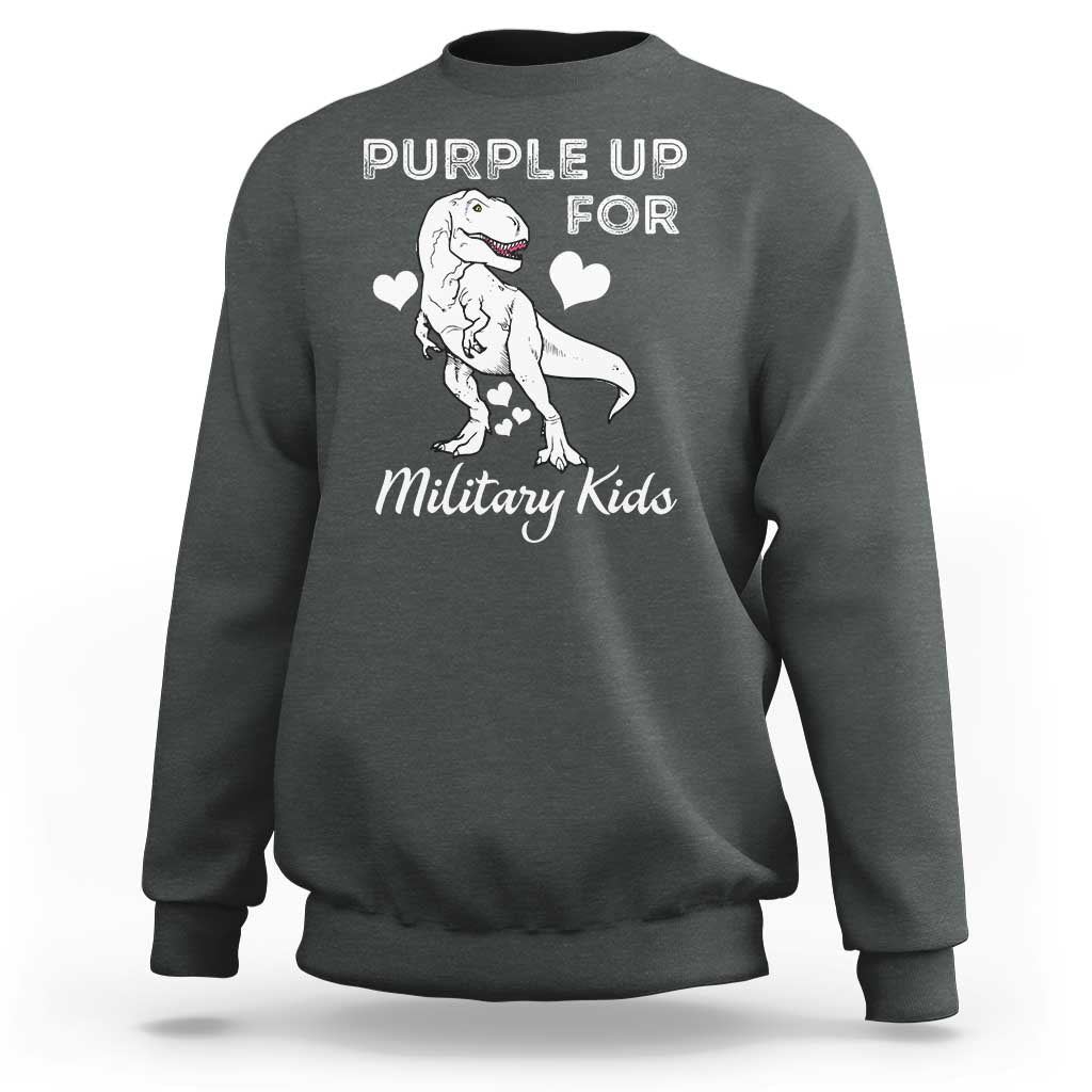 Purple Up For Military Kids Sweatshirt Military Child Month Dinosaur