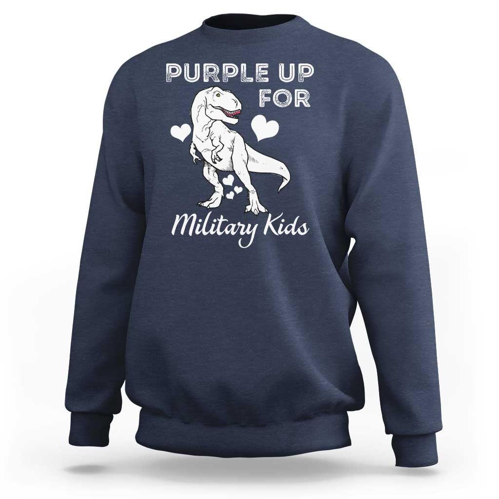 Purple Up For Military Kids Sweatshirt Military Child Month Dinosaur