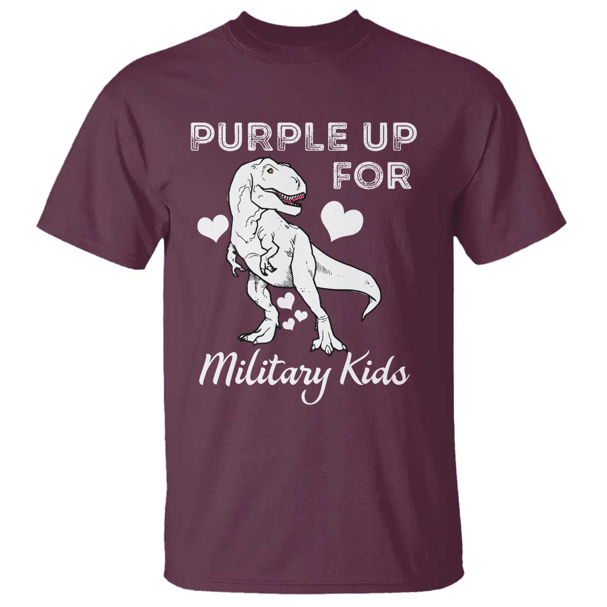Purple Up For Military Kids T Shirt Military Child Month Dinosaur
