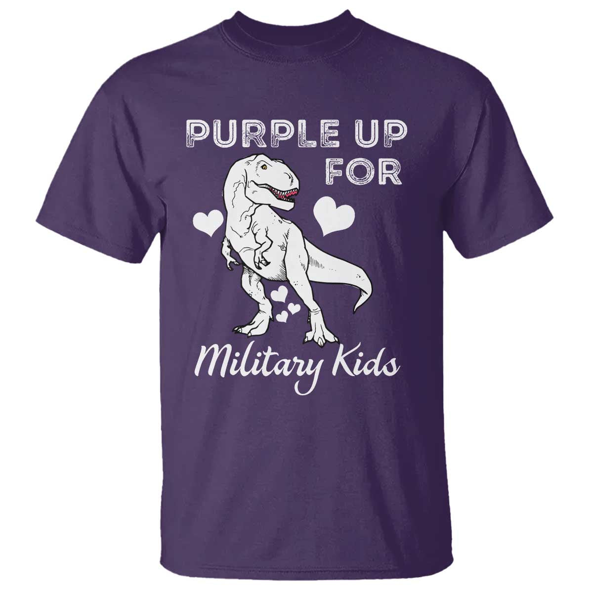 Purple Up For Military Kids T Shirt Military Child Month Dinosaur