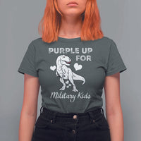Purple Up For Military Kids T Shirt For Women Military Child Month Dinosaur