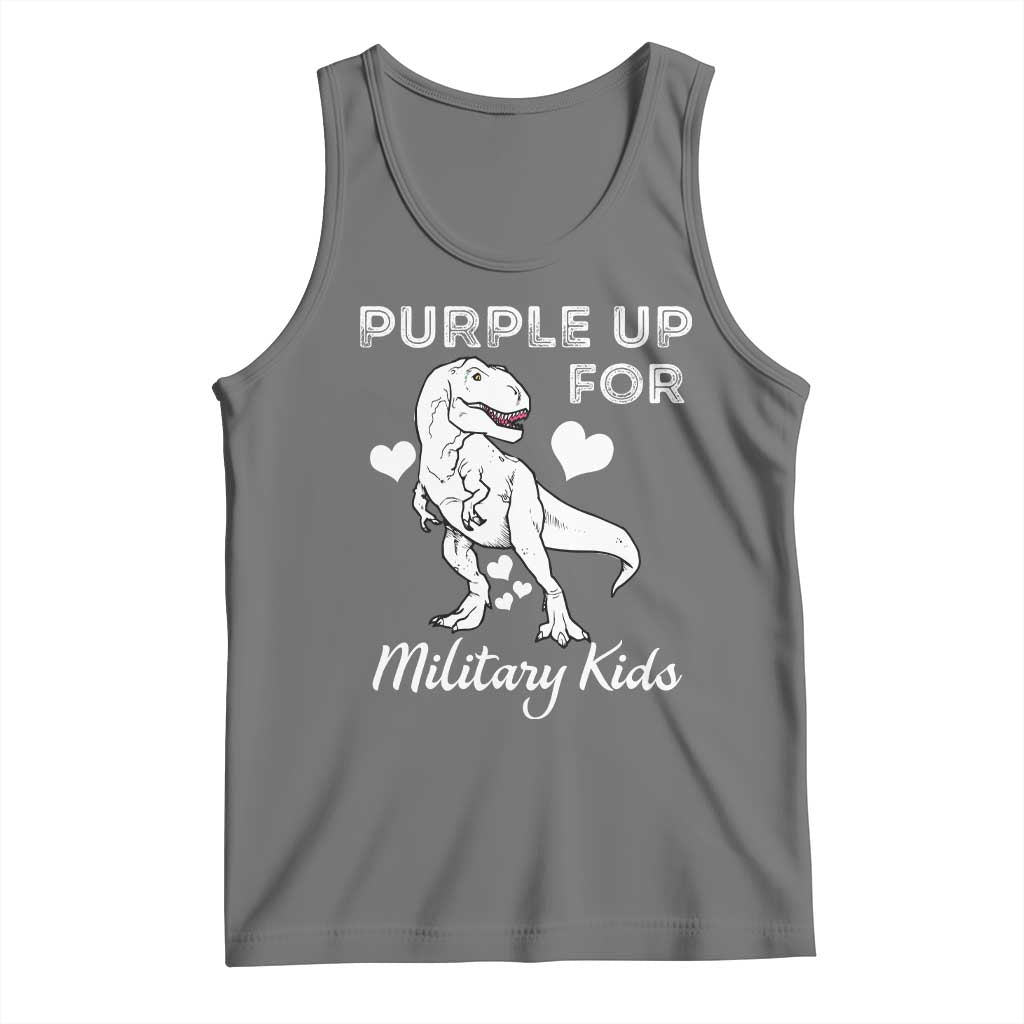Purple Up For Military Kids Tank Top Military Child Month Dinosaur