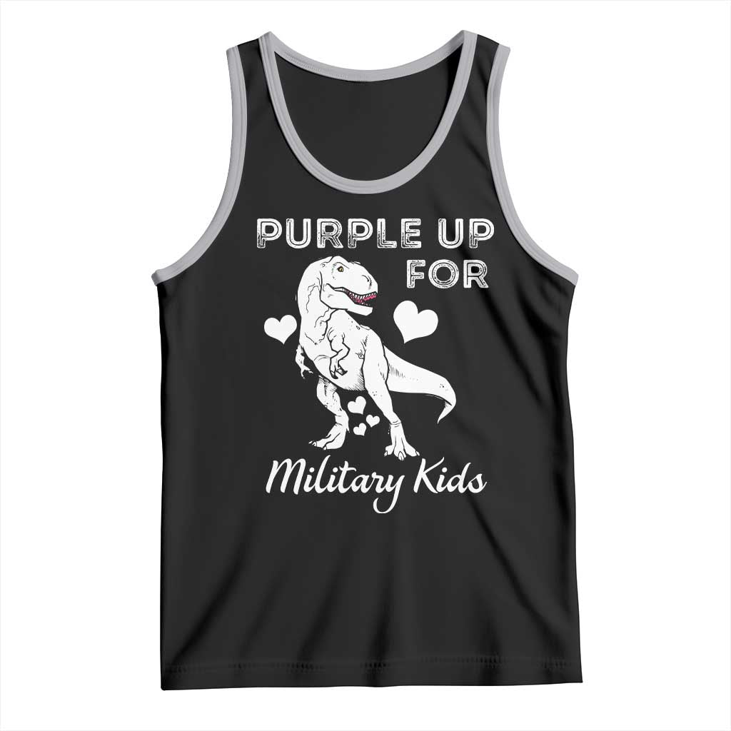 Purple Up For Military Kids Tank Top Military Child Month Dinosaur