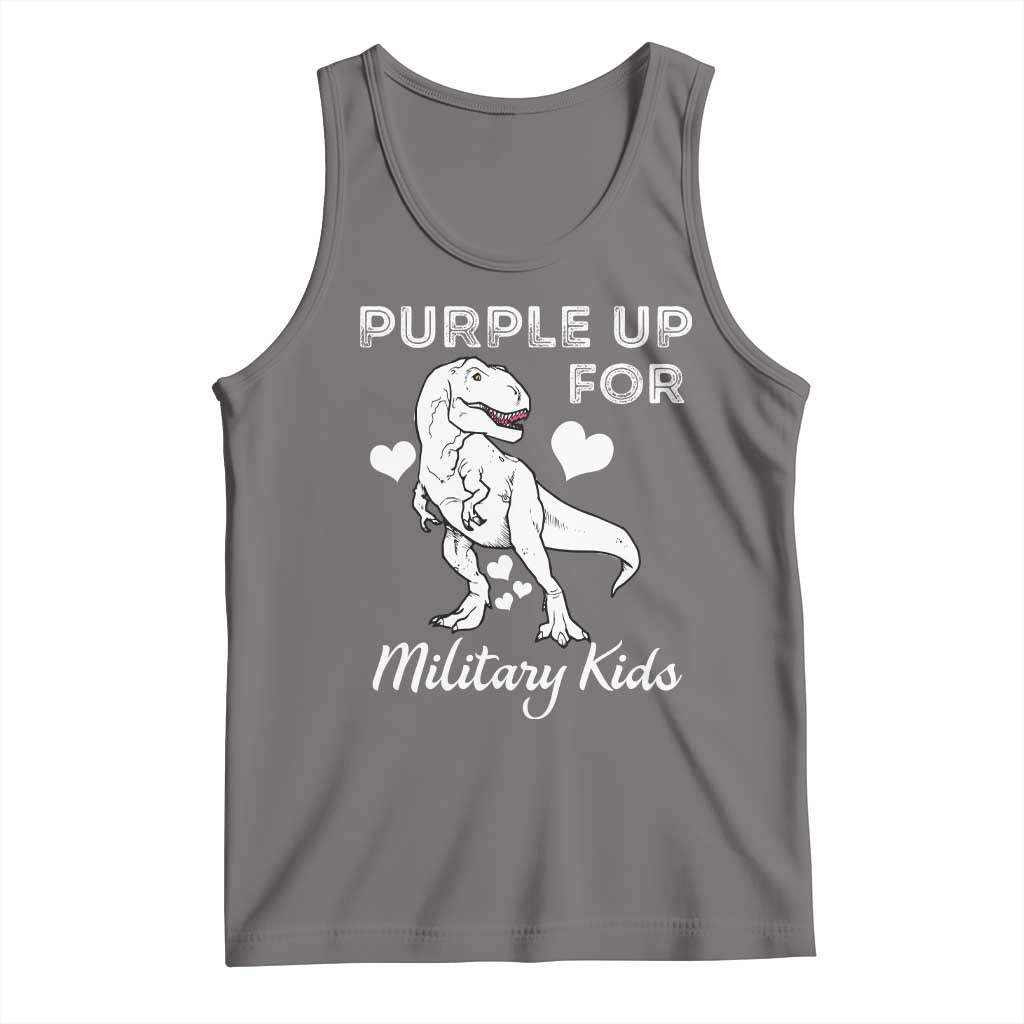 Purple Up For Military Kids Tank Top Military Child Month Dinosaur