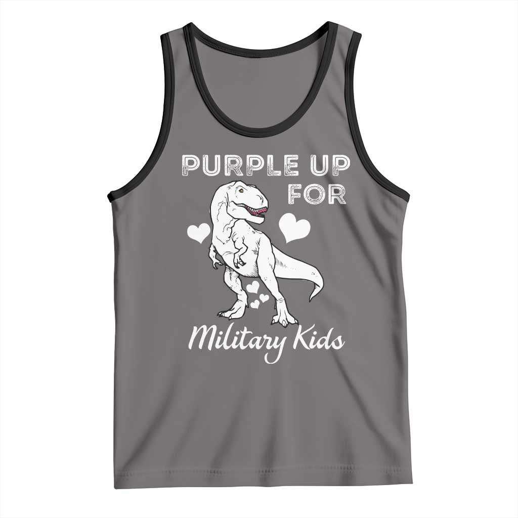 Purple Up For Military Kids Tank Top Military Child Month Dinosaur