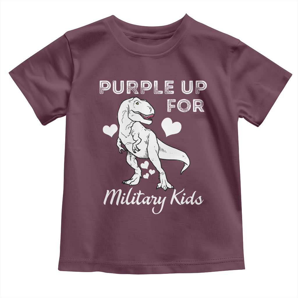 Purple Up For Military Kids Toddler T Shirt Military Child Month Dinosaur