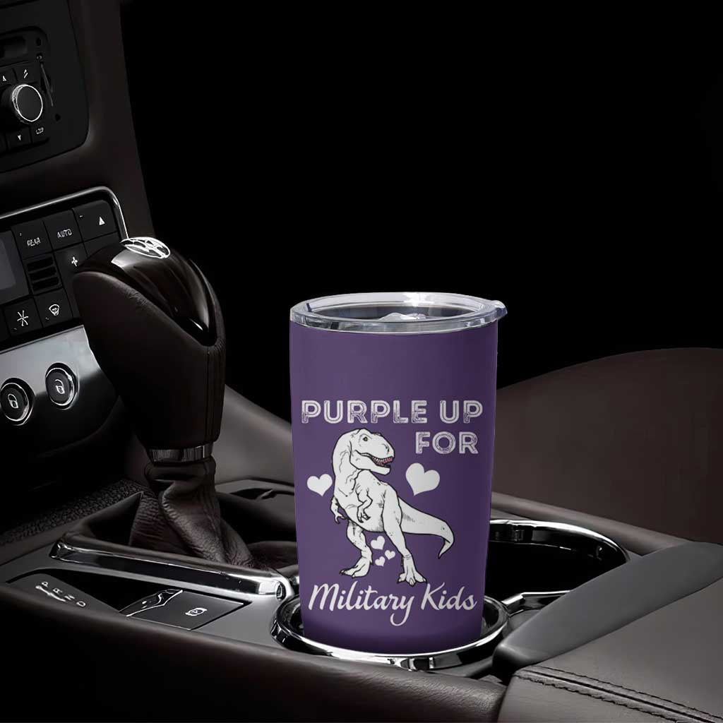 Purple Up For Military Kids Tumbler Cup Military Child Month Dinosaur