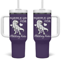 Purple Up For Military Kids Tumbler With Handle Military Child Month Dinosaur