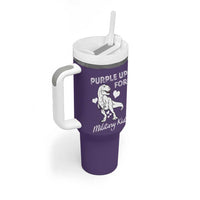 Purple Up For Military Kids Tumbler With Handle Military Child Month Dinosaur