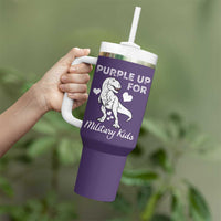 Purple Up For Military Kids Tumbler With Handle Military Child Month Dinosaur