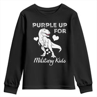Purple Up For Military Kids Youth Sweatshirt Military Child Month Dinosaur