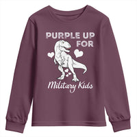 Purple Up For Military Kids Youth Sweatshirt Military Child Month Dinosaur