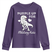 Purple Up For Military Kids Youth Sweatshirt Military Child Month Dinosaur