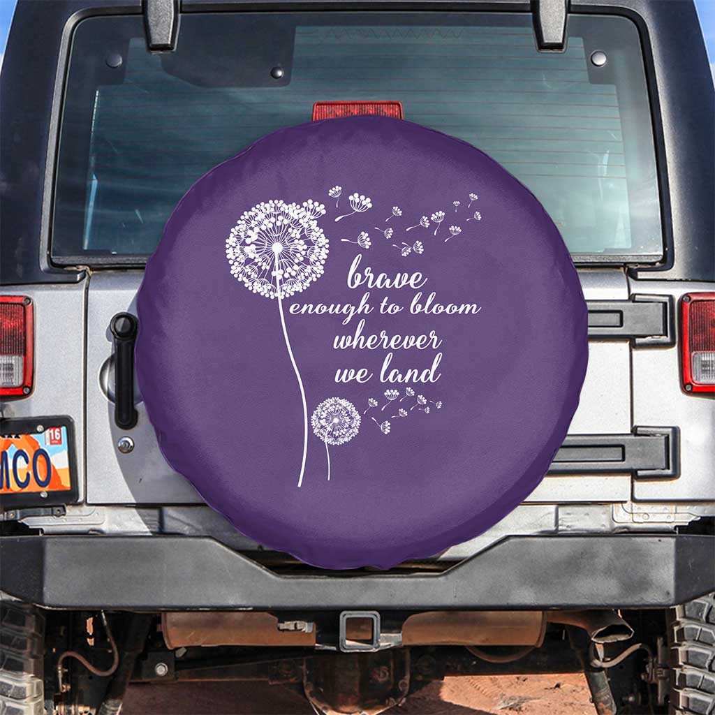 Purple Up For Military Kids Spare Tire Cover Brave Enough To Bloom Wherever We Land Month of Military Child