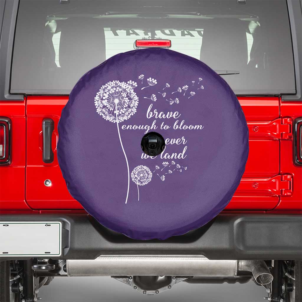 Purple Up For Military Kids Spare Tire Cover Brave Enough To Bloom Wherever We Land Month of Military Child