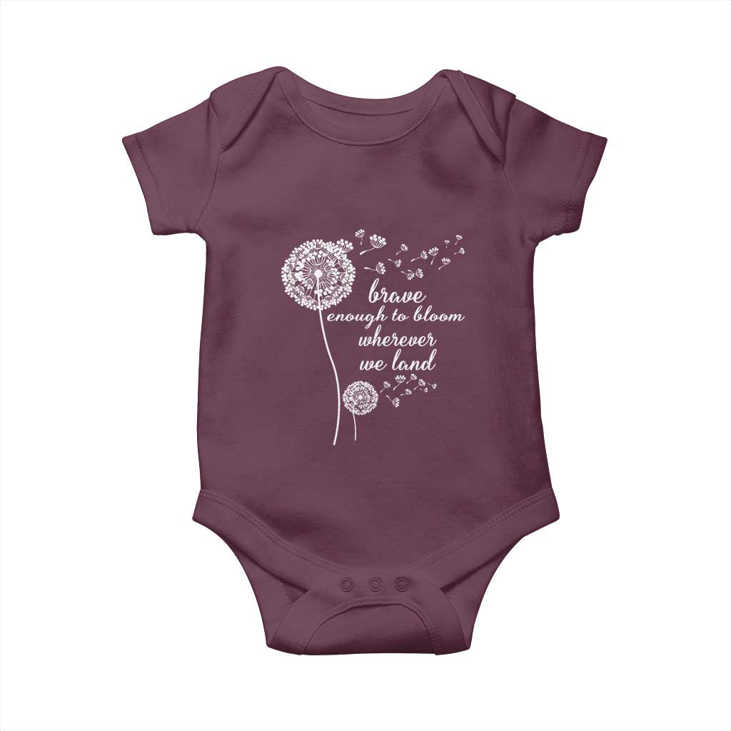 Purple Up For Military Kids Baby Onesie Brave Enough To Bloom Wherever We Land Month of Military Child