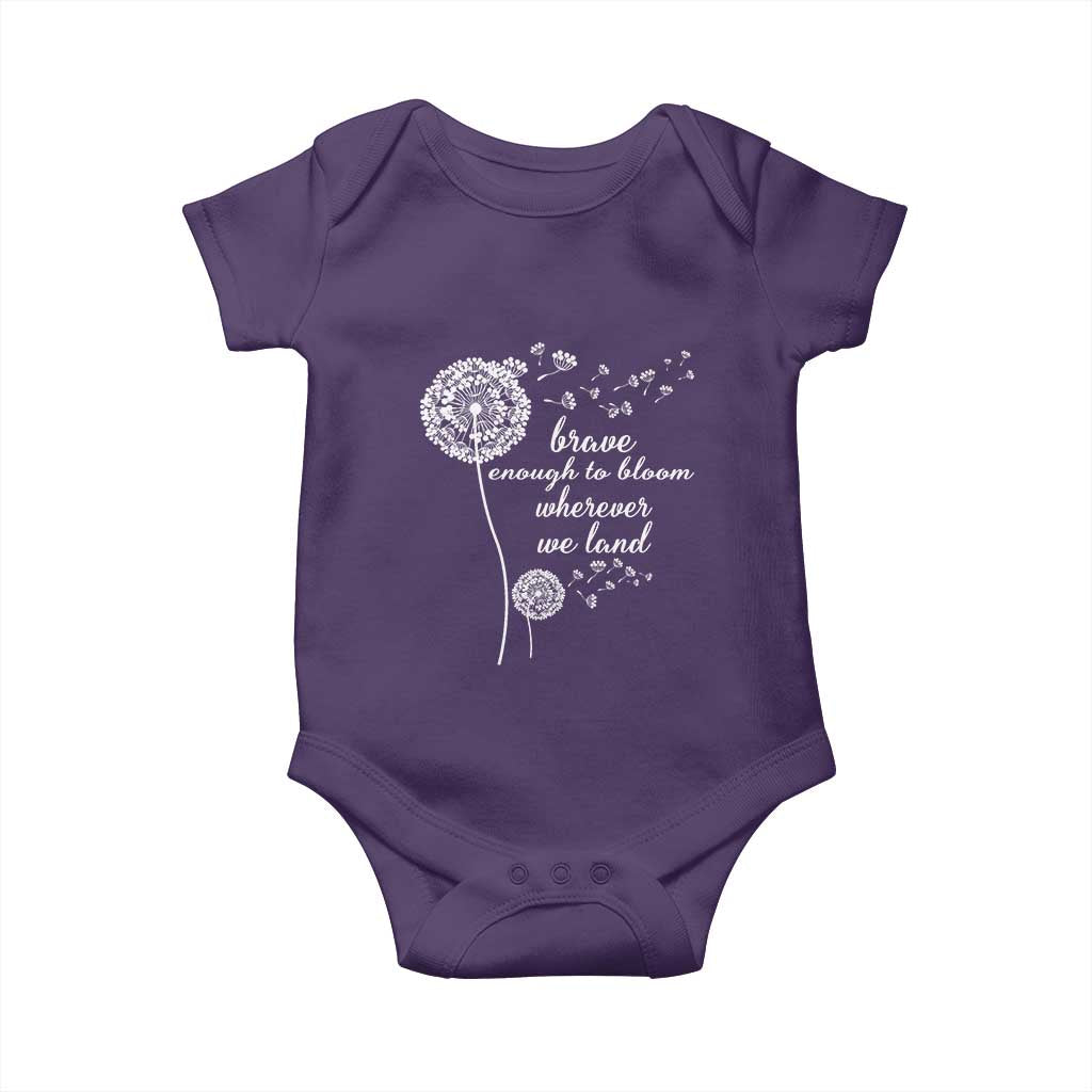 Purple Up For Military Kids Baby Onesie Brave Enough To Bloom Wherever We Land Month of Military Child