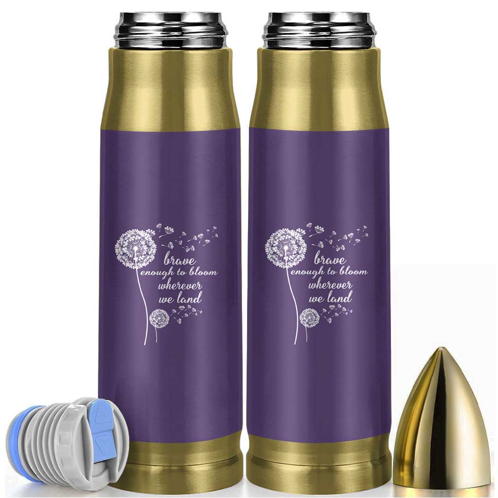 Purple Up For Military Kids Bullet Tumbler Brave Enough To Bloom Wherever We Land Month of Military Child