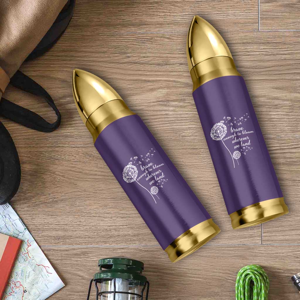 Purple Up For Military Kids Bullet Tumbler Brave Enough To Bloom Wherever We Land Month of Military Child