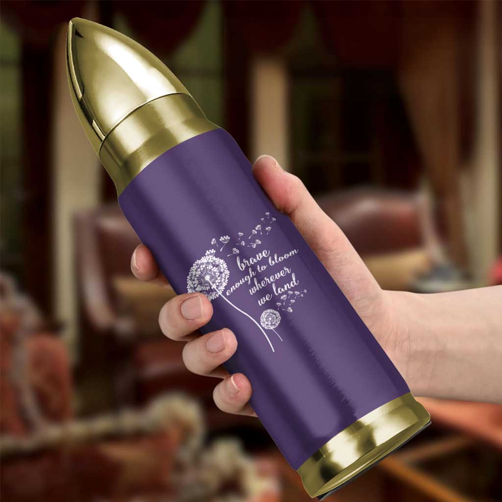 Purple Up For Military Kids Bullet Tumbler Brave Enough To Bloom Wherever We Land Month of Military Child