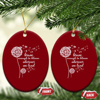 Purple Up For Military Kids Ceramic Ornament Brave Enough To Bloom Wherever We Land Month of Military Child - Wonder Print Shop