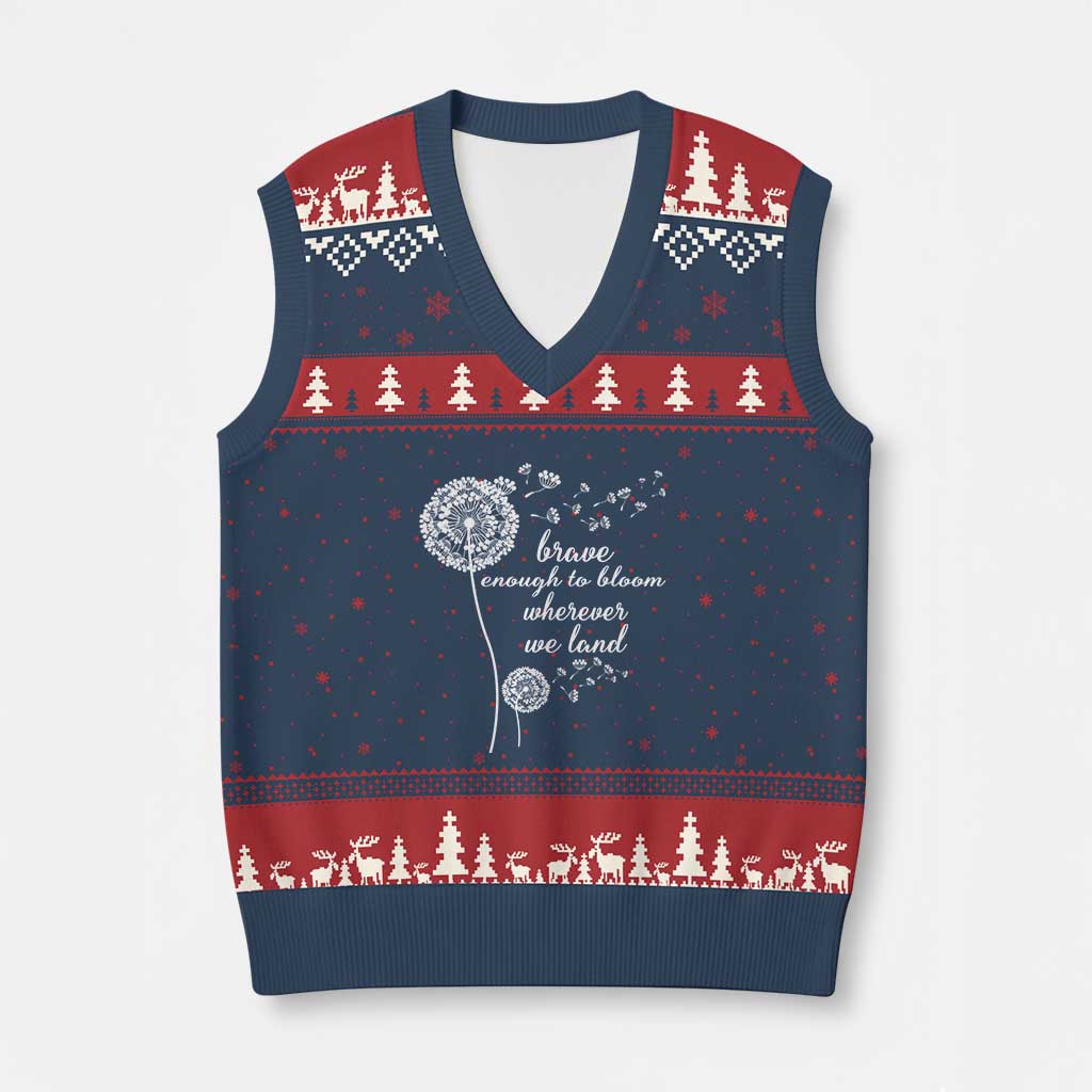 Purple Up For Military Kids V-Neck Knit Sweater Vest Brave Enough To Bloom Wherever We Land Month of Military Child - Wonder Print Shop