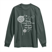 Purple Up For Military Kids Long Sleeve Shirt Brave Enough To Bloom Wherever We Land Month of Military Child