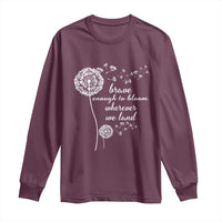 Purple Up For Military Kids Long Sleeve Shirt Brave Enough To Bloom Wherever We Land Month of Military Child