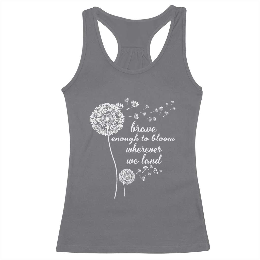 Purple Up For Military Kids Racerback Tank Top Brave Enough To Bloom Wherever We Land Month of Military Child