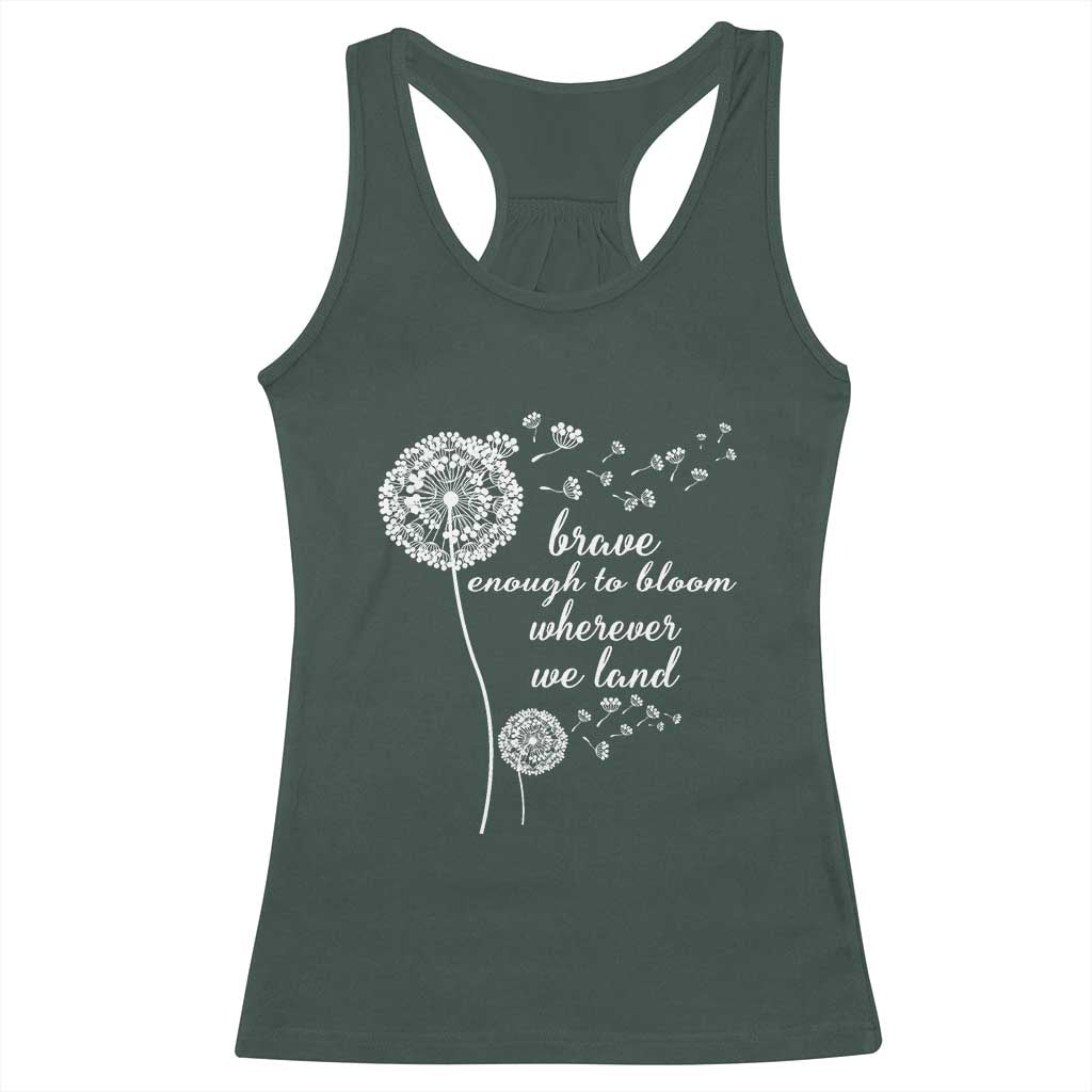 Purple Up For Military Kids Racerback Tank Top Brave Enough To Bloom Wherever We Land Month of Military Child