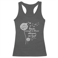 Purple Up For Military Kids Racerback Tank Top Brave Enough To Bloom Wherever We Land Month of Military Child