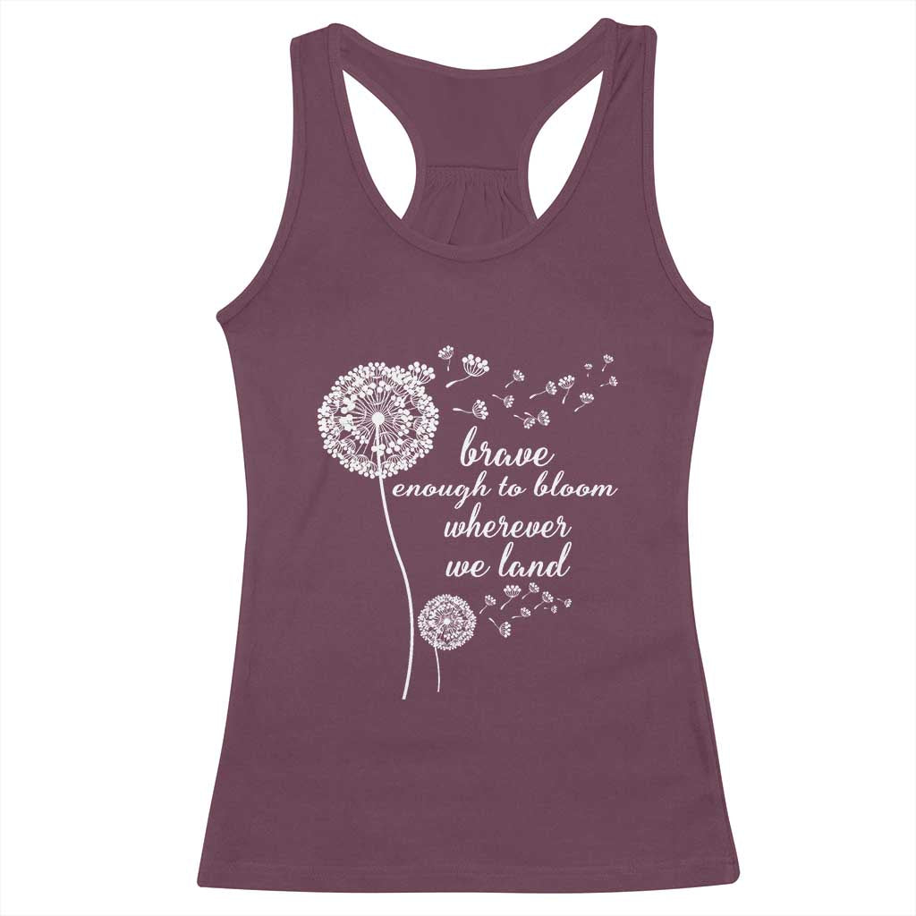 Purple Up For Military Kids Racerback Tank Top Brave Enough To Bloom Wherever We Land Month of Military Child