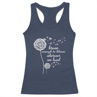 Purple Up For Military Kids Racerback Tank Top Brave Enough To Bloom Wherever We Land Month of Military Child
