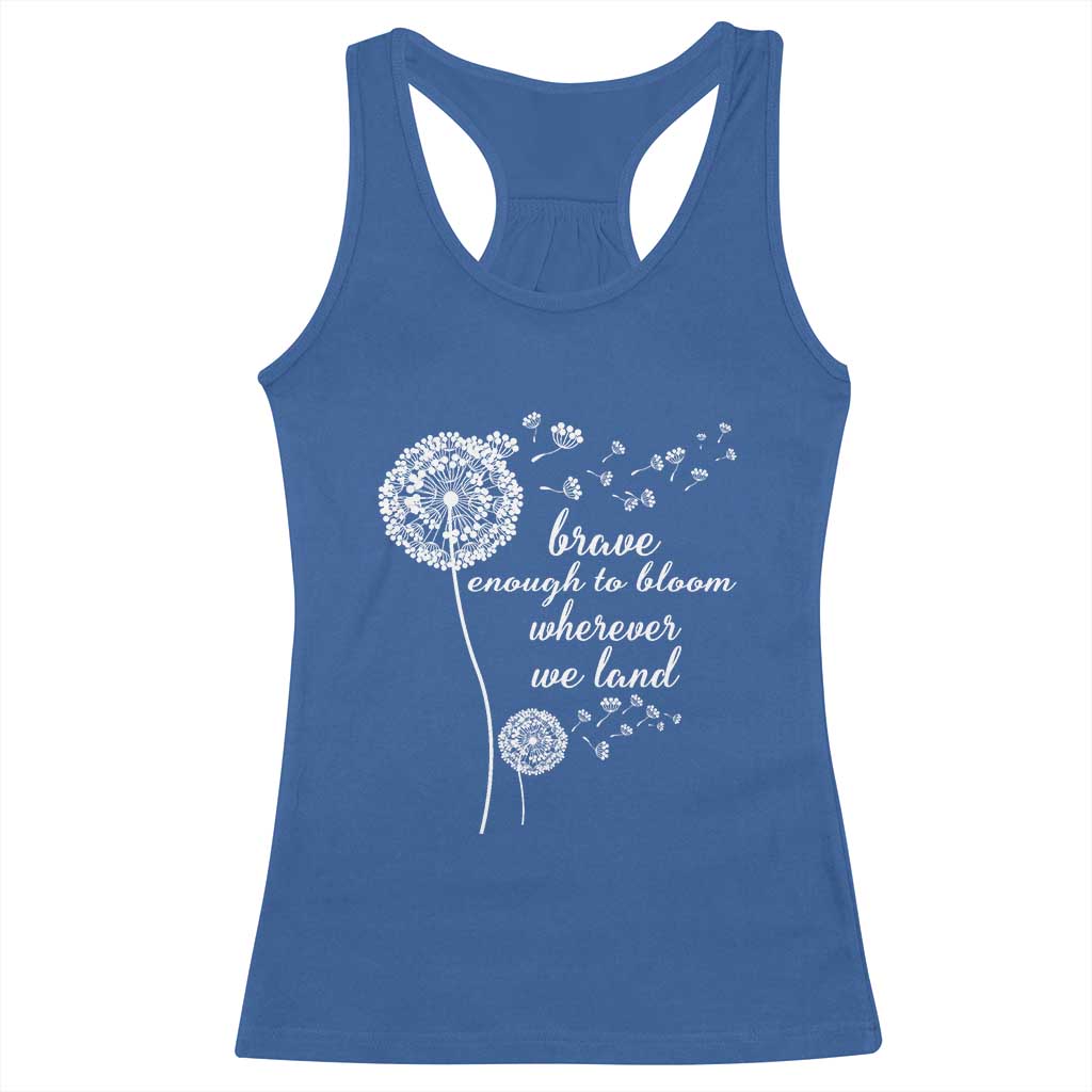 Purple Up For Military Kids Racerback Tank Top Brave Enough To Bloom Wherever We Land Month of Military Child