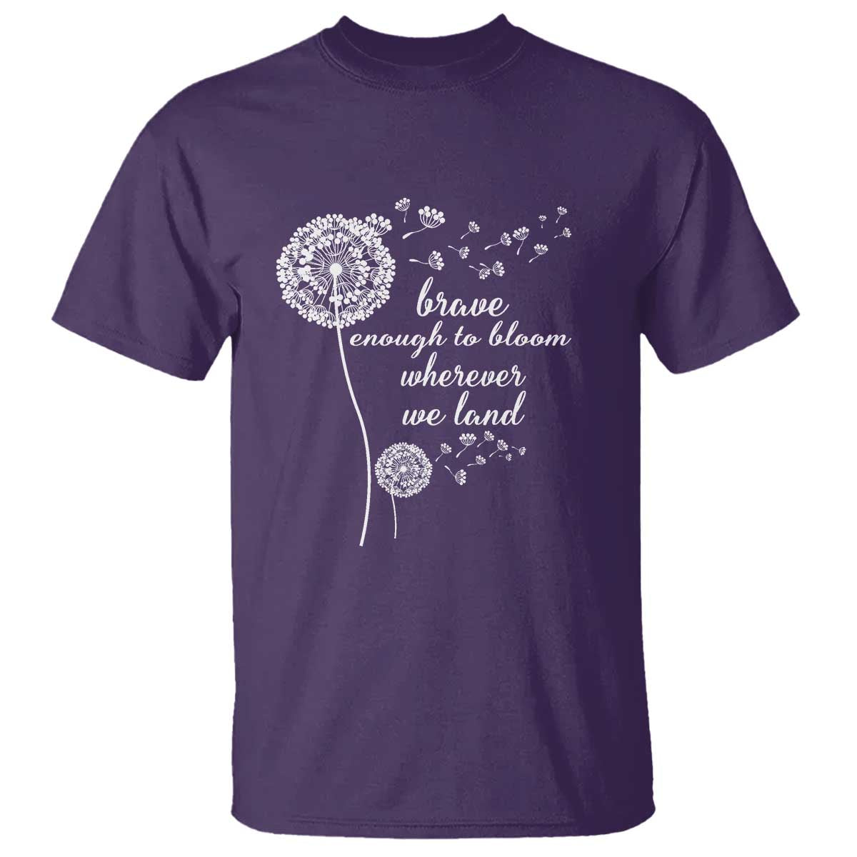 Purple Up For Military Kids T Shirt Brave Enough To Bloom Wherever We Land Month of Military Child