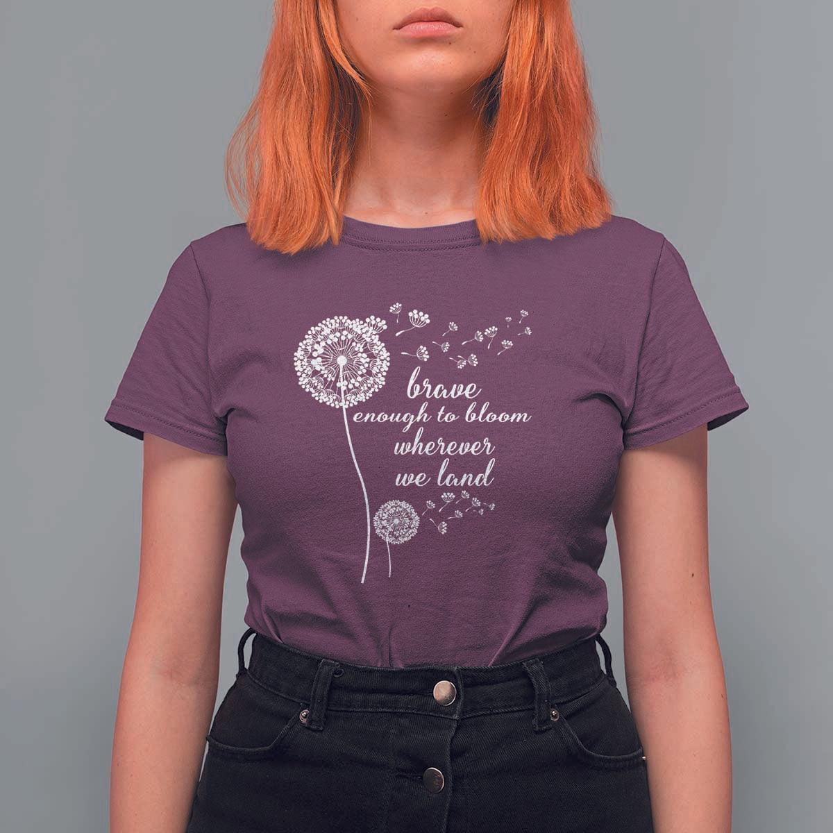 Purple Up For Military Kids T Shirt For Women Brave Enough To Bloom Wherever We Land Month of Military Child