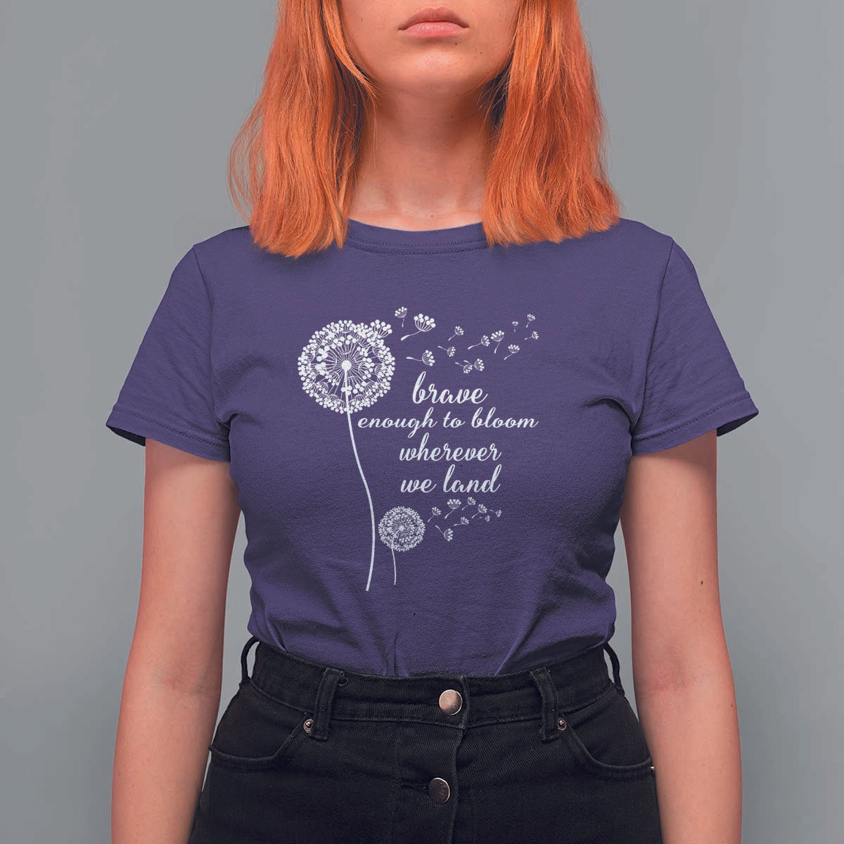 Purple Up For Military Kids T Shirt For Women Brave Enough To Bloom Wherever We Land Month of Military Child
