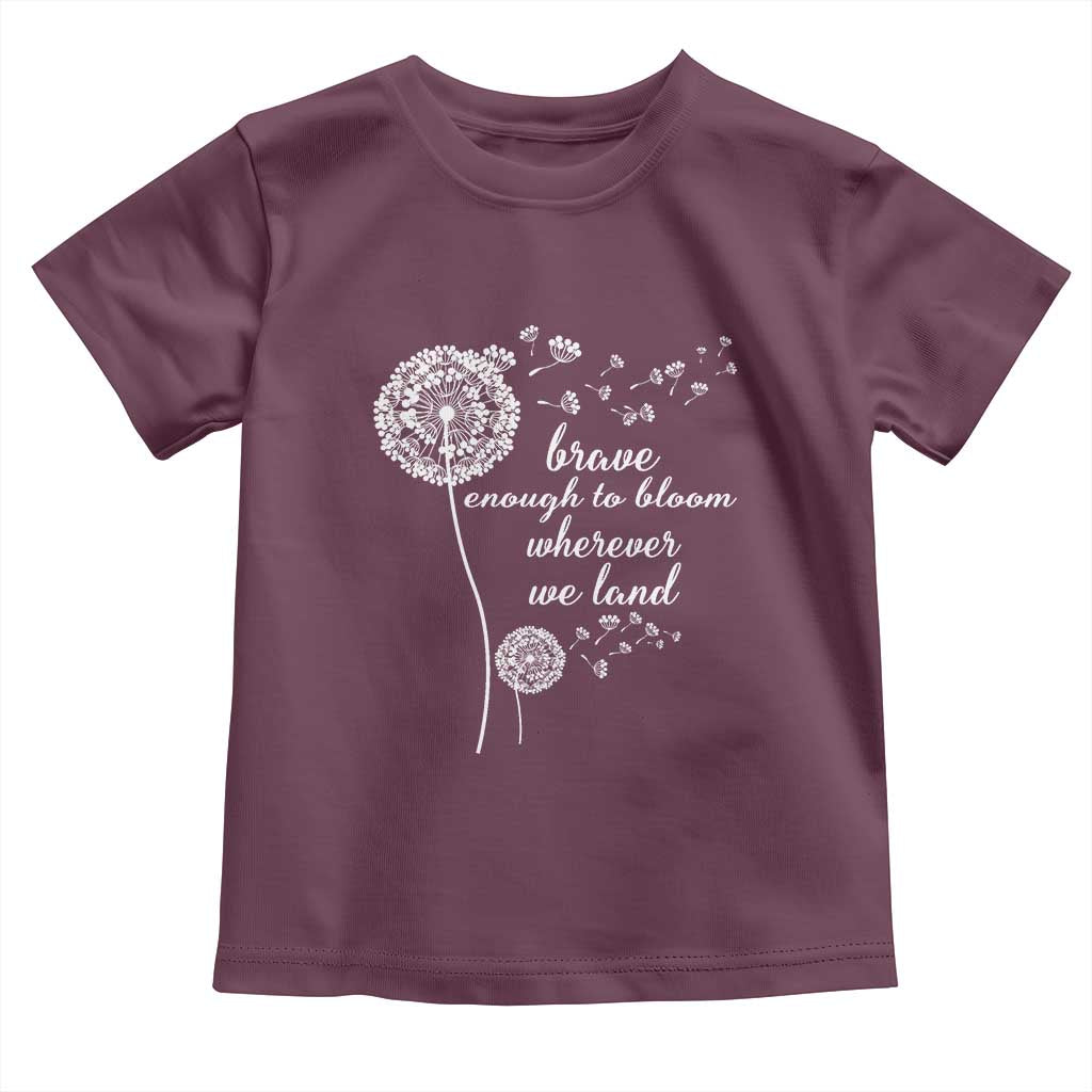Purple Up For Military Kids Toddler T Shirt Brave Enough To Bloom Wherever We Land Month of Military Child