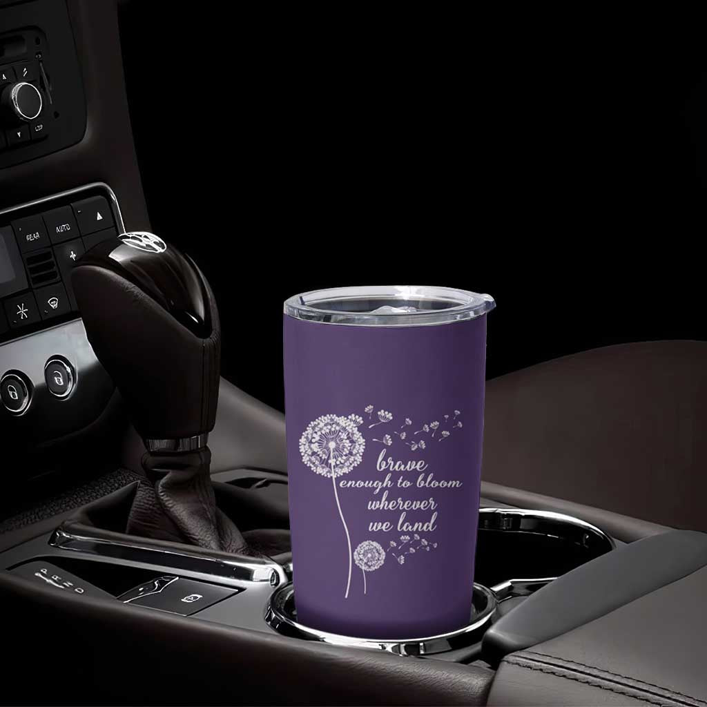 Purple Up For Military Kids Tumbler Cup Brave Enough To Bloom Wherever We Land Month of Military Child