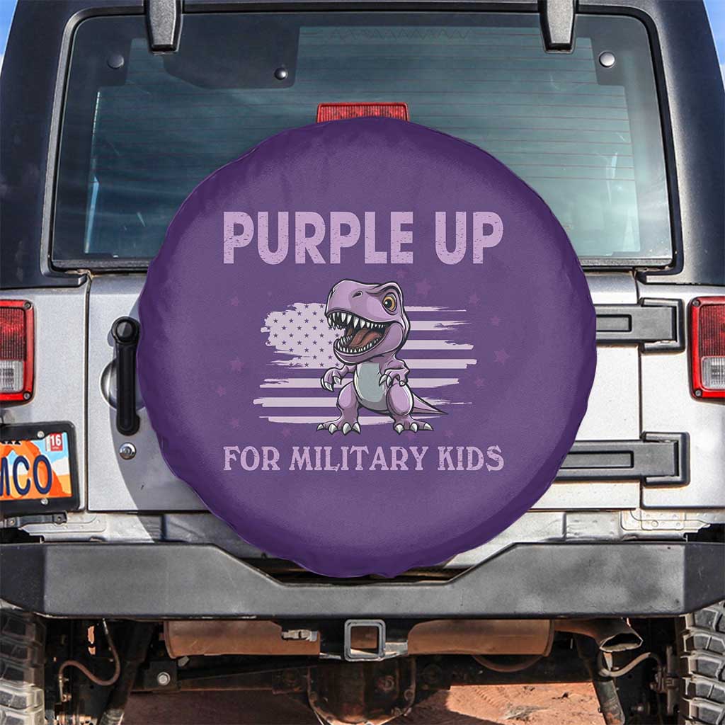 Purple Up For Military Kids Spare Tire Cover Military Child Month Dinosaur American Flag