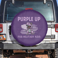 Purple Up For Military Kids Spare Tire Cover Military Child Month Dinosaur American Flag