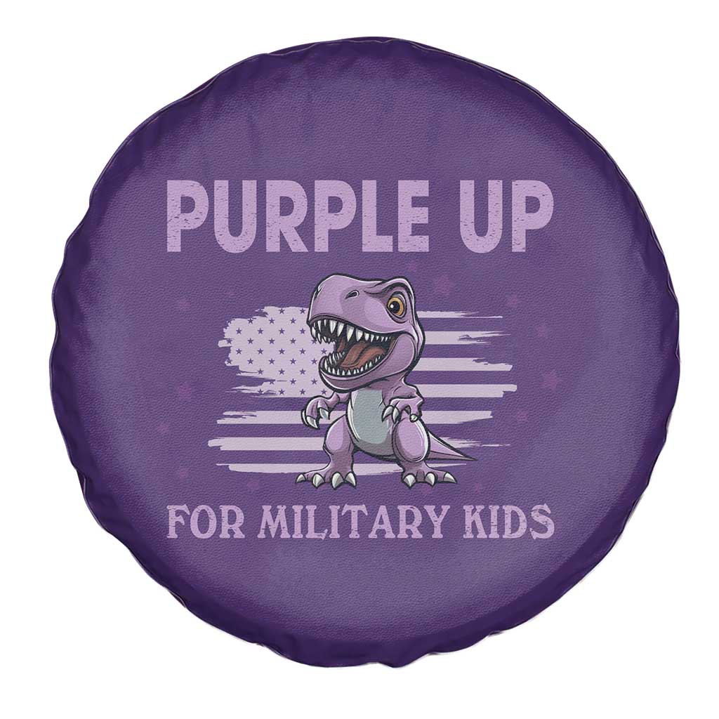 Purple Up For Military Kids Spare Tire Cover Military Child Month Dinosaur American Flag