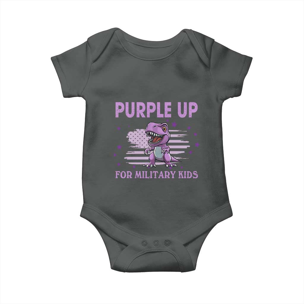 Purple Up For Military Kids Baby Onesie Military Child Month Dinosaur American Flag