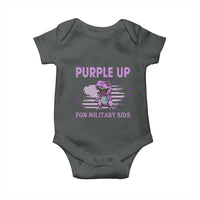 Purple Up For Military Kids Baby Onesie Military Child Month Dinosaur American Flag