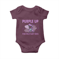 Purple Up For Military Kids Baby Onesie Military Child Month Dinosaur American Flag