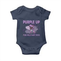 Purple Up For Military Kids Baby Onesie Military Child Month Dinosaur American Flag