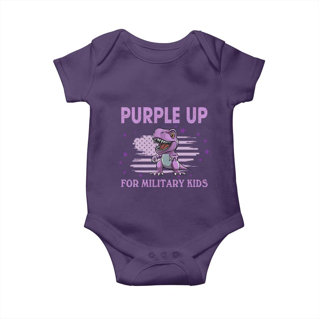 Purple Up For Military Kids Baby Onesie Military Child Month Dinosaur American Flag