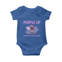 Purple Up For Military Kids Baby Onesie Military Child Month Dinosaur American Flag